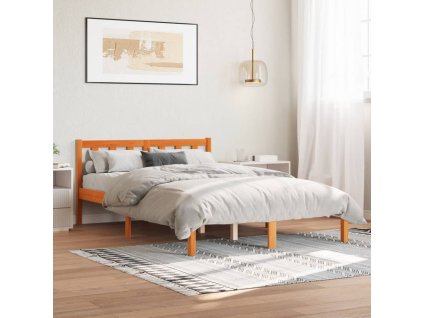 Postel bez matrace voskově hnědá 140 x 190 cm masivní borovice 844805