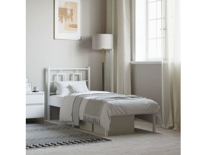 Kovový rám postele s čelem bílý 80 x 200 cm 374281