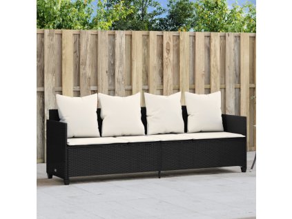 Zahradní lehátko s poduškami černé polyratan 368344