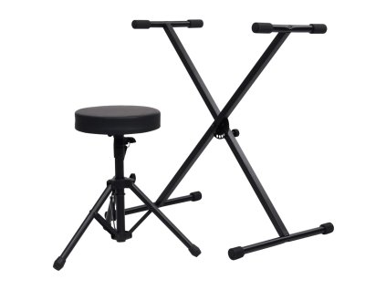 Set stojanu na klávesy a stolička černý 70095