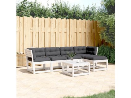 5dílná zahradní sedací souprava s poduškami bílá masiv borovice 3217006