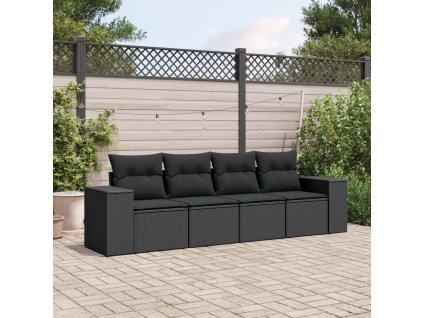 4dílná zahradní sedací souprava s poduškami černá polyratan 3254612
