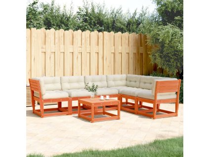 6dílná zahradní sedací souprava podušky voskově hnědá borovice 3217027