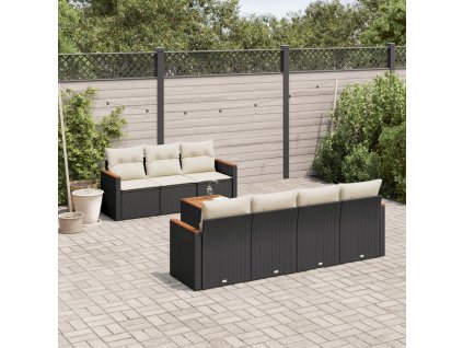 8dílná zahradní sedací souprava s poduškami černá polyratan 3258206