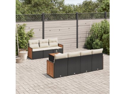 8dílná zahradní sedací souprava s poduškami černá polyratan 3227484