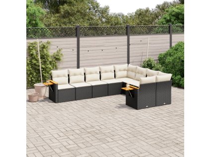 9dílná zahradní sedací souprava s poduškami černá polyratan 3227141