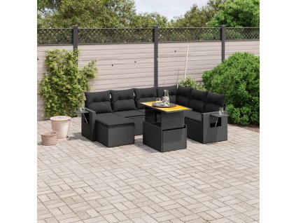 8dílná zahradní sedací souprava s poduškami černá polyratan 3271867