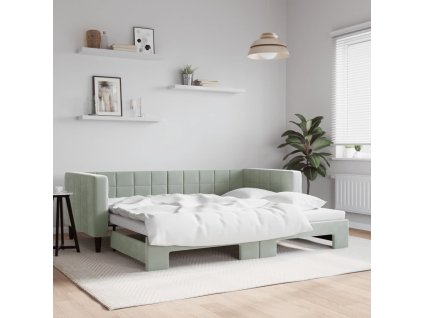 Válenda s přistýlkou světle šedá 90 x 200 cm samet 3196691