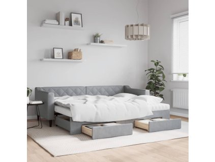 Válenda s přistýlkou a zásuvkami světle šedá 80 x 200 cm textil 3197475
