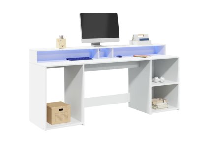 Psací stůl s LED světly bílý 200 x 55 x 91 cm kompozitní dřevo 3309438