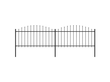 Zahradní plot s kopím nahoře ocelový 359 x 150 cm černý 277731