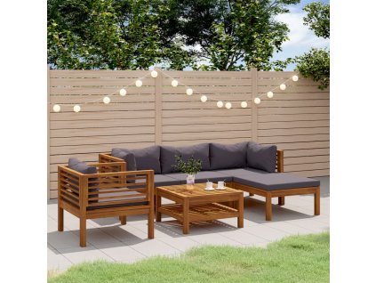 6dílná zahradní sedací souprava s poduškami masivní akácie 3086896