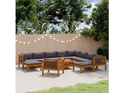 12dílná zahradní sedací souprava s poduškami masivní akácie 3086911