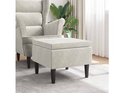 Taburetka s dřevěnými nohami krémová sametová 329445