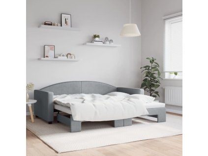 Válenda s přistýlkou světle šedá 90 x 190 cm textil 3197198