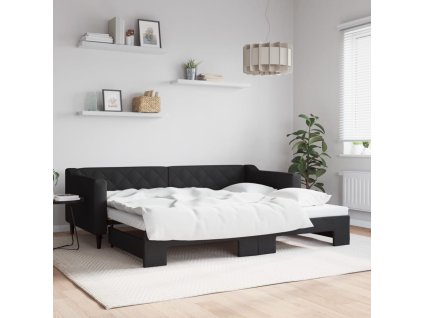 Válenda s přistýlkou černá 90 x 200 cm textil 3197428