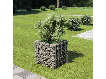 Gabionový vyvýšený záhon pozinkovaná ocel 50 x 50 x 50 cm 143570