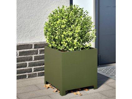 Zahradní truhlíky 2 ks olivově zelené 40 x 40 x 40 cm ocel 851206