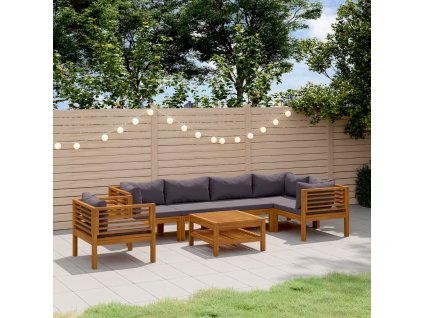 7dílná zahradní sedací souprava s poduškami masivní akácie 3086922