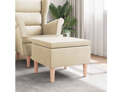 Stolička s dřevěnými nohami krémová textil 329455