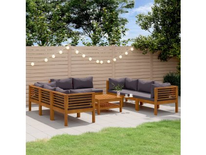 9dílná zahradní sedací souprava s poduškami masivní akácie 3086904