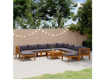 11dílná zahradní sedací souprava s poduškami masivní akácie 3086910