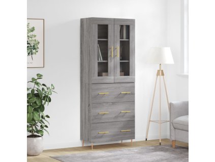 Skříň highboard šedá sonoma 69,5 x 34 x 180 cm kompozitní dřevo 3198399