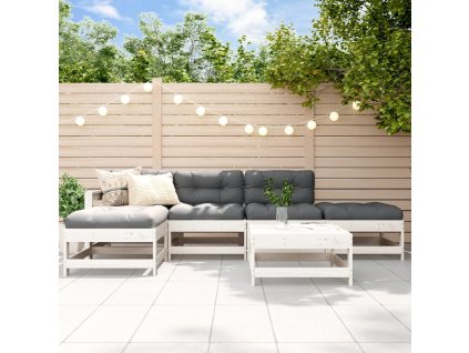 6dílná zahradní sedací souprava bílá masivní borovice 3186320