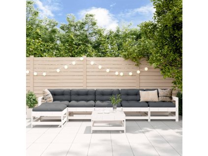 7dílná zahradní sedací souprava bílá masivní borovice 3186418