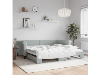 Válenda s přistýlkou světle šedá 100 x 200 cm samet 3197778