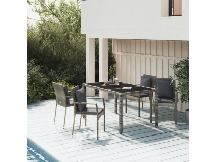 5dílný zahradní jídelní set s poduškami šedý polyratan 3157959