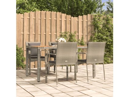 5dílný zahradní jídelní set s poduškami šedý polyratan 3184971