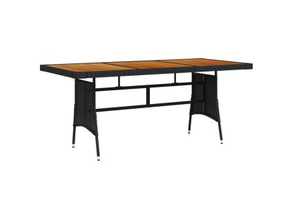 Zahradní stůl černý 160 x 70 x 72 cm polyratan a masivní akácie 318694