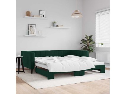 Válenda s přistýlkou tmavě zelená 100 x 200 cm samet 3196700