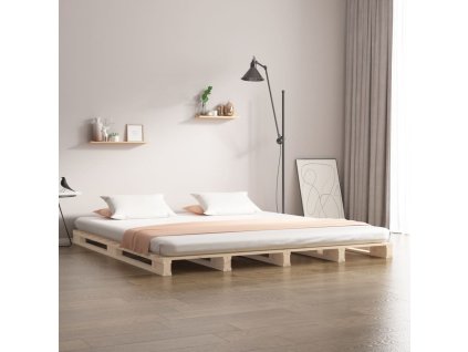Postel z palet 135 x 190 cm masivní borovice Double 821432