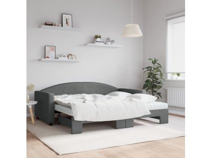 Válenda s přistýlkou a matracemi tmavě šedá 90 x 190 cm textil 3197217
