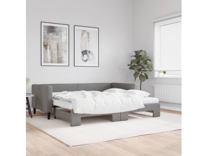 Válenda s přistýlkou a matracemi tmavě šedá 90 x 190 cm textil 3196607