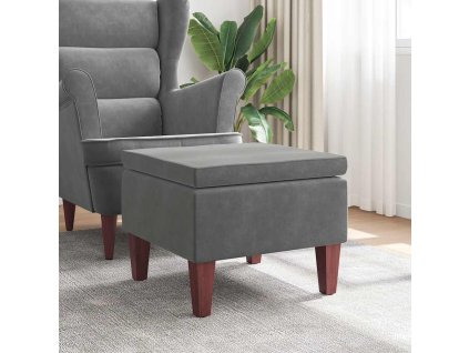 Stolička s dřevěnými nohami tmavě šedá samet 329458