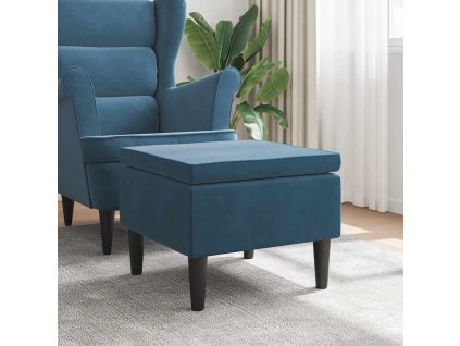 Stolička s dřevěnými nohami modrá samet 329435