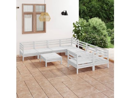 9dílná zahradní sedací souprava bílá masivní borovice 3083250