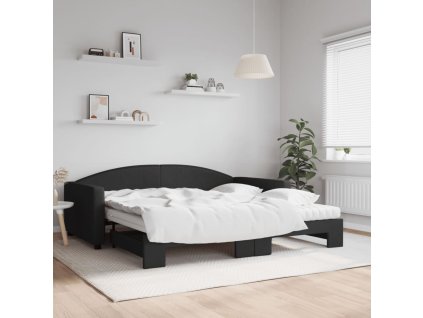 Válenda s přistýlkou a matracemi černá 100 x 200 cm textil 3197213