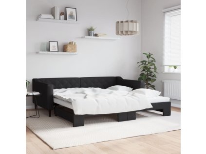 Válenda s přistýlkou černá 100 x 200 cm textil 3197433