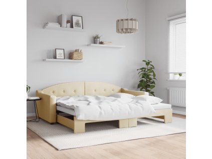 Válenda s přistýlkou krémová 90 x 200 cm textil 3197534