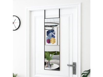 Zrcadlo na dveře černé 30 x 100 cm sklo a hliník 327405