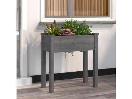 Truhlík s vložkou šedý 71 x 37 x 76 cm masivní jedlové dřevo 364232