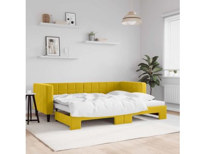 Válenda s přistýlkou žlutá 80 x 200 cm samet 3196689