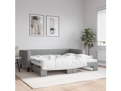 Válenda s přistýlkou světle šedá 90 x 200 cm textil 3196578