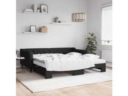 Válenda s přistýlkou a matracemi černá 100 x 200 cm textil 3197451