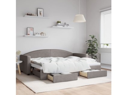 Válenda s přistýlkou a zásuvkami taupe 80 x 200 cm textil 3197222