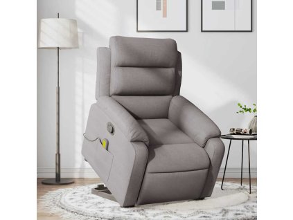 Zvedací masážní polohovací křeslo taupe textil 3205000